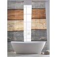 thumbnail image 5 of Farmhouse Haze Blue Brown Sheer Curtains 84 Inch Length 2 Panels Set, Vintage Wooden Striped Voile Window Treatment Rod Pocket Curtains Sheers Drapes for Bedroom/Living Room/Kitchen 52"x84"x2, 5 of 7