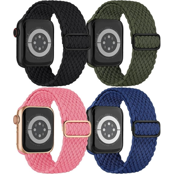 PINHEN Braided Solo Loop for Apple Watch Band 40mm 44mm 45mm 41mm iWatch Bands Ultra/Ultra 2 49mm 38mm 42mm Women Men, Stretchy Nylon Bands Sport Loop Fabric Strap for Apple Watch Series 9 8 7 6 5 4 3