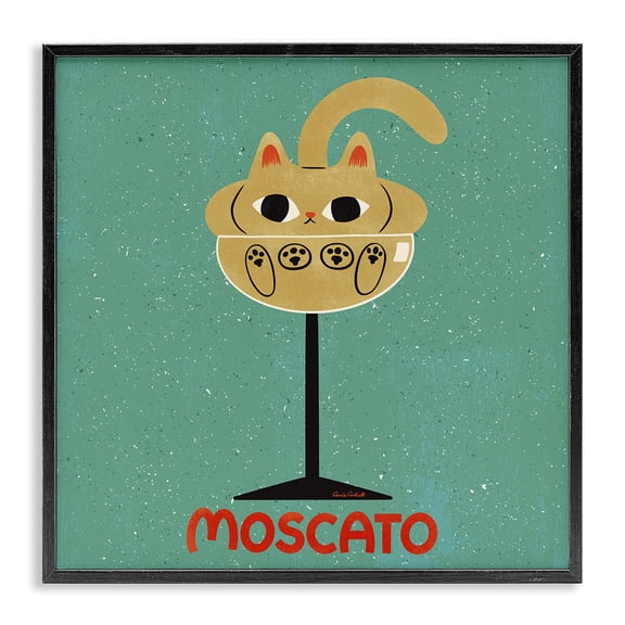 Stupell Industries Moscato Feline Wine Animals Painting Black Framed Art Print Wall Art, 12 x 12
