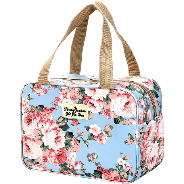 Neceser de maquillaje Hjkiopc grande para mujer (flor de peonía)