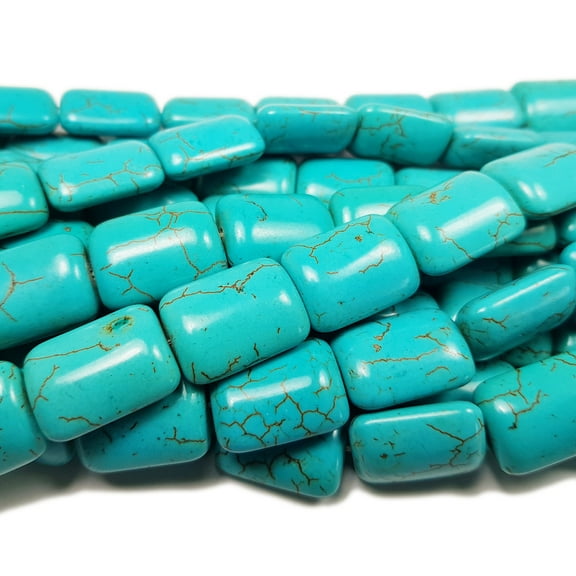15x20mm Turquoise/Howlite Puffed Rectangle Beads For Jewelry Making