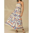 thumbnail image 2 of Womens 2025 Summer Floral Maxi Dress Sleeveless Spaghetti Strap Printed Smocked Boho Beach Long Dress Red & Blue S, 2 of 4