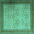 thumbnail image 1 of Ahgly Company Machine Washable Indoor Square Persian Turquoise Blue Traditional Area Rugs, 5' Square, 1 of 4