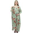 thumbnail image 4 of Bimba Moms Dusty Green Floral Printed Kaftan With Belt Maternity Maxi Dress-16, 4 of 6