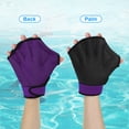 thumbnail image 4 of Uxcell Webbed Swimming Gloves Swim Gloves Aquatic Fitness Aerobics Gloves Purple/Black 1 Pair, S, 4 of 6