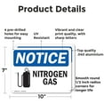 thumbnail image 2 of (2 Pack) Nitrogen Gas OSHA Notice Sign 10 Inch X 7 Inch Indoor / Outdoor Rust-Free Aluminum Metal Signs for Workplace, Workshop, and Construction Site, Made in the USA, 2 of 8