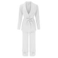 thumbnail image 4 of Baqcunre Women's Blazers for Women,Solid Color Tie Long Sleeve Suit Top Fashion Casual Beamtie Pants Set,Outfits for Women Joggers for Women Work Pants Women White Blazers Size S, 4 of 8