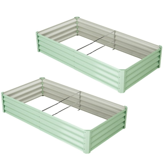 Luku Galvanized Raised Garden Bed Kit, 2pcs 6x3x1FT Planter Raised Garden Bed Outdoor, Large Metal Planter Box for Vegetables