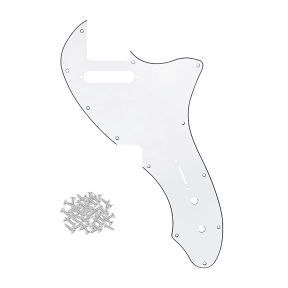 LOOKSEVEN Guitar Pickguard Scratch Plate with Screws For US Tele 69 Thinline 11Colors-White-3ply