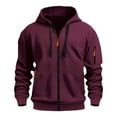 thumbnail image 4 of Fnooota Mens Zip up Hoodies, Sports Drawstring Casual Fall Sweatshirts with Pockets Wine Size L, 4 of 6