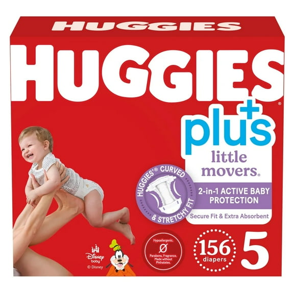 Huggies Plus Diapers Size 5 (27  Pounds), 156 Count