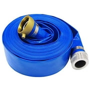 1.5" x 50' Blue PVC Backwash Hose for Swimming Pools, Heavy Duty Discharge Hose Reinforced Pool Drain Hose with Aluminum Pin Lug Fittings