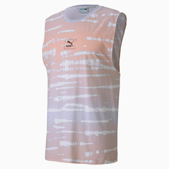 Puma Mens Tie Dye Aop Tank,Purple Heather,X-Large