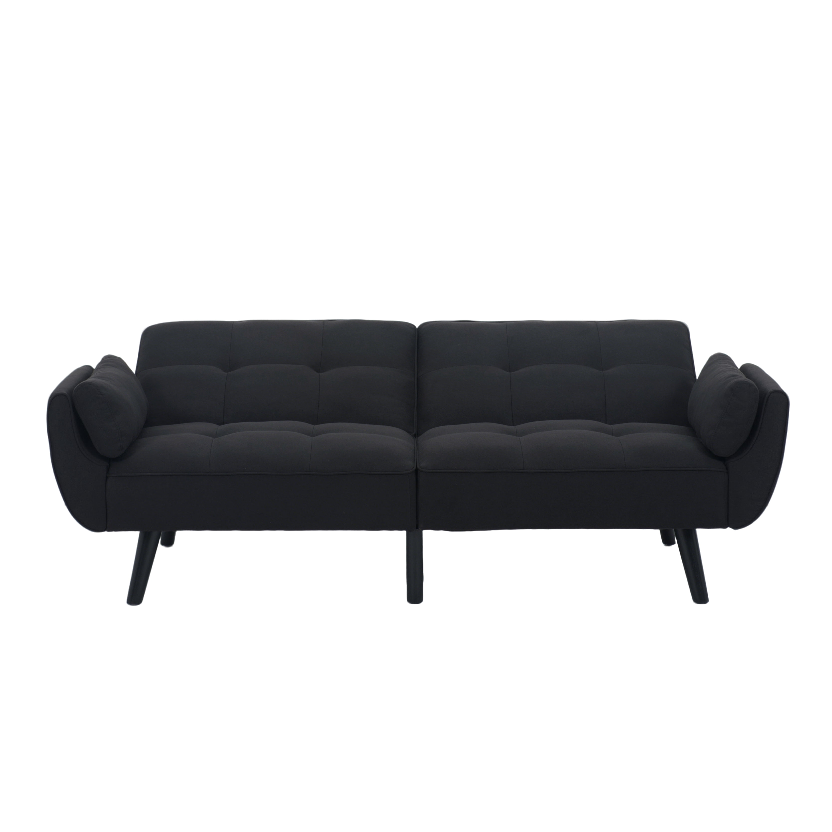 Gewnee 74.8”Convertible Futon Sofa Bed,Tufted Sleeper Couch with 3-Angle Adjustable Split Back,Upholstered Loveseat for Small Spaces & Guest Rooms.Black