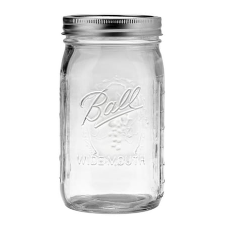 Ball Glass Mason Jar w/ Lid & Bad, Wide Mouth, 32 Ounces, 1 (Best Glass Jars For Weed)
