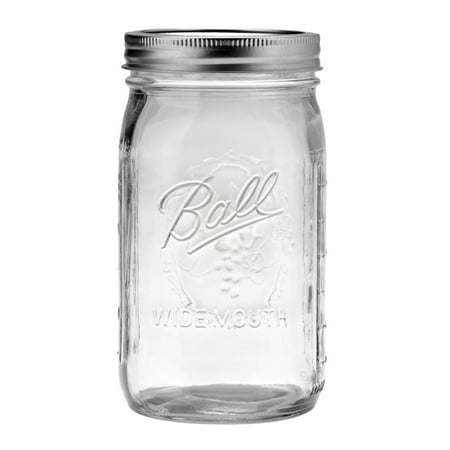 Ball 1 Quart Wide Mouth Glass Mason Jar with Band and Lid, 1 Each