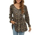 thumbnail image 7 of IROINNID Women's Casual Sexy Oversize Long Sleeve V-Neck Printed Puff Long Sleeve Tunic Top, 7 of 7