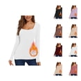 thumbnail image 1 of Womens Long Sleeve Tops 2026 Fall Winter Basic Square Neck Fitted Breathable Undershirt T Shirt, 1 of 7