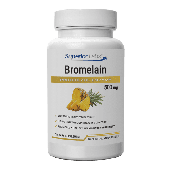 Superior Labs Bromelain - Non Synthetic! - 2,400gdu/gram, Vegetable Caps, 500mg, Gluten-Free, 120  Count