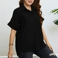 thumbnail image 2 of JSKUMAR Women's Plus Tops Short Sleeve Loose Fit Casual Shirts Pullover Blouses Black,XXL, 2 of 7