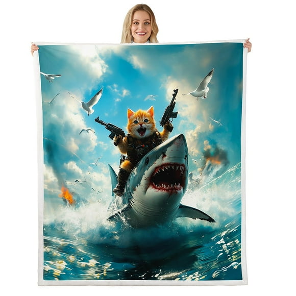 Erosebridal Cute Shark Throw Blanket for Couch, Sea Coral Plush Blanket, Ocean Wildlife Decor, 40x50