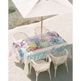 thumbnail image 3 of 54x80 Inch Outdoor Tablecloth with Umbrella Hole Zipper Rectangle Easter Rectangular Tablecloths Outside Waterproof Spring Watercolor Bunny Eggs Flowers Pink Plaid Patio Table Cover for Picnic Party, 3 of 8