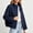 Navy, variant on WIZUTIZ Women's Polka Dot Zip Up Jacket Lapel Collar Drawstring Hem Casual Lightweight Coat Spring Fall Outerwear with Pockets
