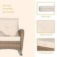 thumbnail image 6 of W WARMHOL 3 Pieces Outdoor Patio Bistro Rocking Chair Set, Rattan Patio Rocker Chairs Set with Cushions and Glass-Top Coffee Table, Conversation Bistro Set for Porch & Backyard - Beige, 6 of 7