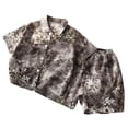 thumbnail image 2 of Conjuntos de solapa de manga corta para niños de verano, camisa de solapa de manga corta con estampado floral, top estilo playero informal + pantalones cortos sueltos con cintura elástica, conjunto de, 2 of 5