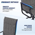 thumbnail image 5 of Techmilly Patio Swivel Chairs Set of 2, Outdoor Dining Chairs High Back Padded All Weather Breathable Textilene Outdoor Swivel Chairs with Metal Rocking Frame for Lawn Garden Backyard Deck, Dark Grey, 5 of 9