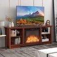 thumbnail image 2 of Costway 70" TV Stand avec 26" Cheminée Électrique Insert Télécommande pour 75" TV Noyer, 2 of 7