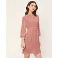thumbnail image 3 of Moomaya Boat Neck Bodycon Solid Georgette Dress - Women's Stylish Bodycon Dress, 3 of 9