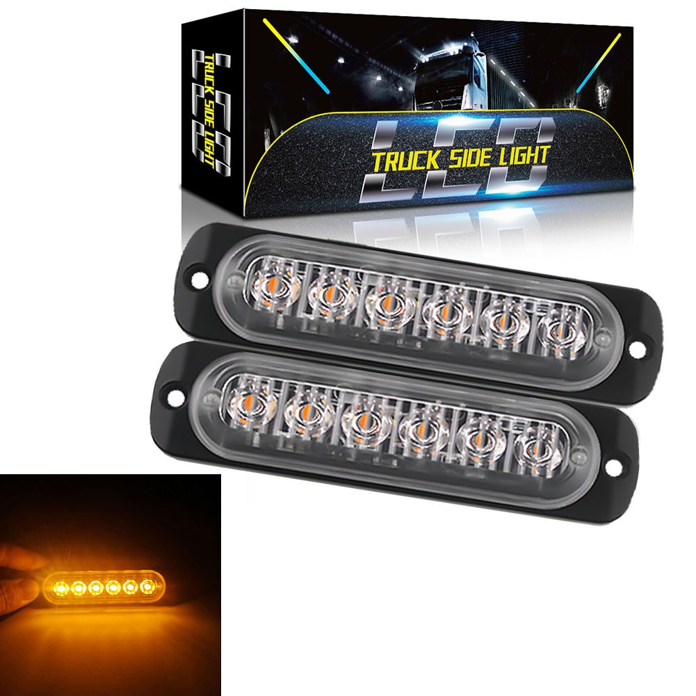 2x Truck 12V 24V 6smd LED Strobe Light Grille Car Beacon Lamp Yellow