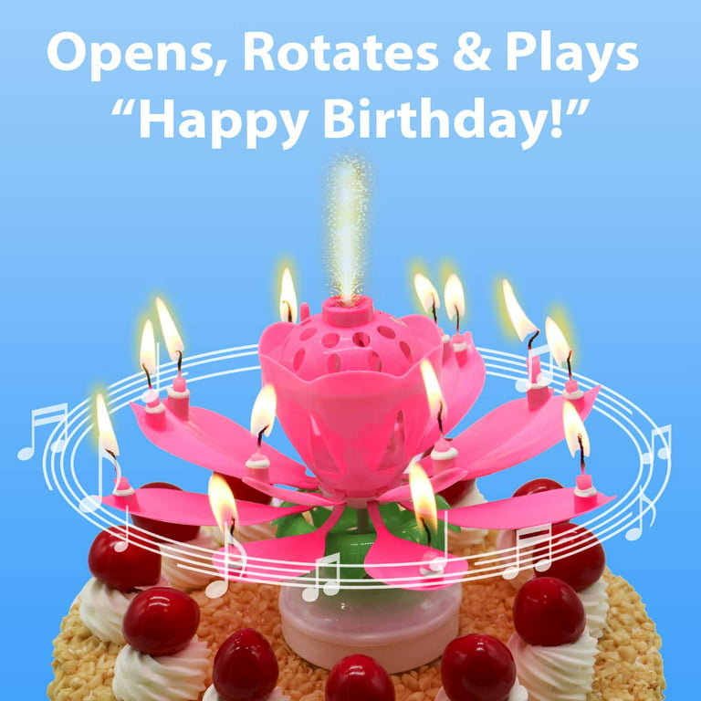Rotating Lotus Flower Shape Musical Candle - Birthday Candle & Cake Toppers  - Birthday
