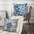 thumbnail image 2 of DaShan Blue Throw Pillow Covers 18x18 Set of 4,Blue and Grey Floral Decorative Pillow Cases for Bedroom Sofa Couch, 2 of 6