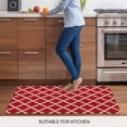 thumbnail image 5 of Quatrefoil Moroccan Pattern Door Mat&nbsp;Indoor Outdoor Entrance, Non Slip Small Rug for Kitchen Bathroom Entryway Rug, Geometric Red Backdrop Washable Doormat Floor Mat 16x24 Inch, 5 of 8