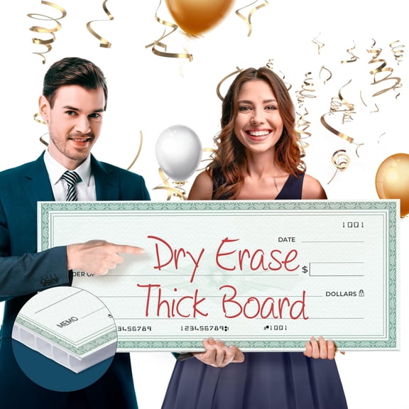 Big Checks for Presentations, 13.5" x 32" - Giant Check - Large, Fake, Blank, Oversized for Fundraisers, Retirement, Charity & Donation Events