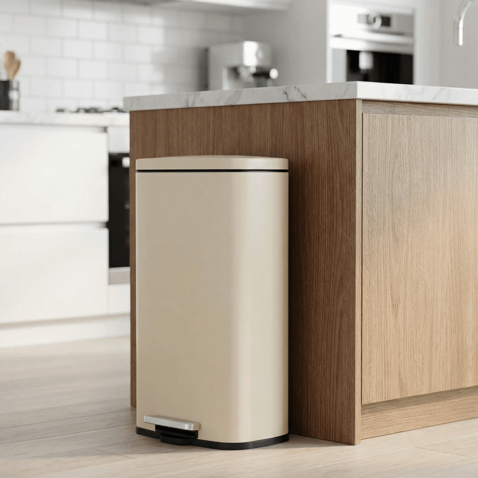 TLSUNNY 13.2 Gal Kitchen Trash Can, Stainless Steel Step Bin with Pedal & Inner Bucket, Soft Close Lid, for Office, Home，Dining Room