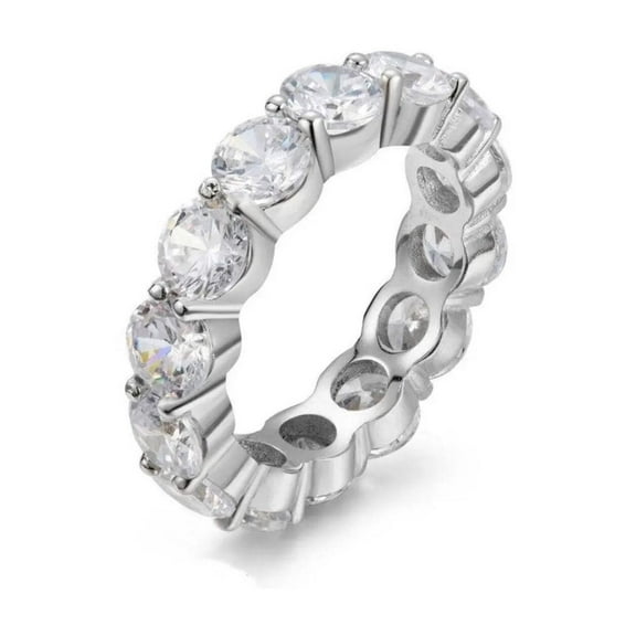ADIRFINE 925 Sterling Silver Round Brilliant Cut 5MM  Cubic Zirconia Eternity band