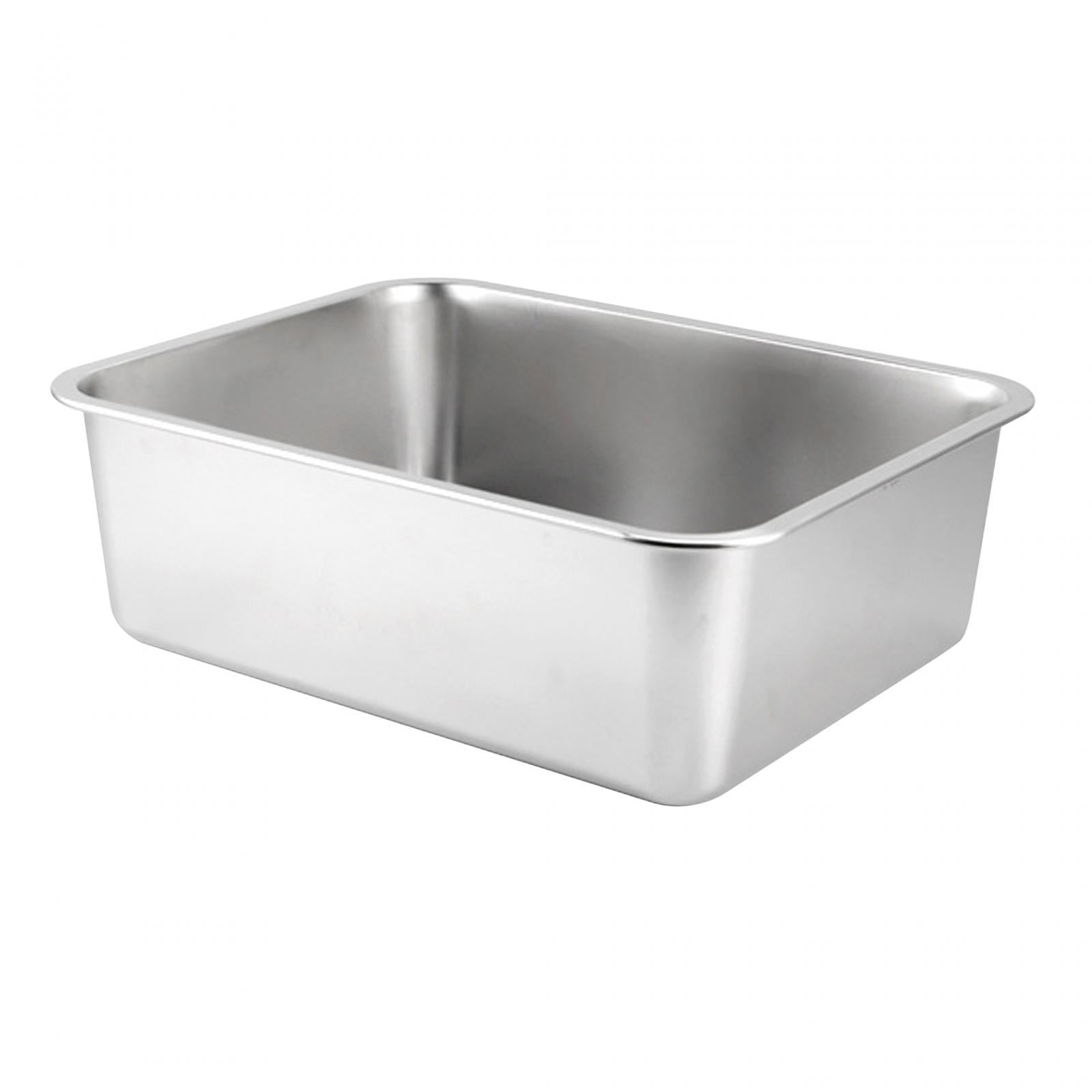 Cat Kitty Litter Pan Stainless Steel Open Top Pet Litter Tray Cat Toilet Easy to Clean Portable High Sided Cat Sandbox Cat Bedpan 50cmx35cmx10cm