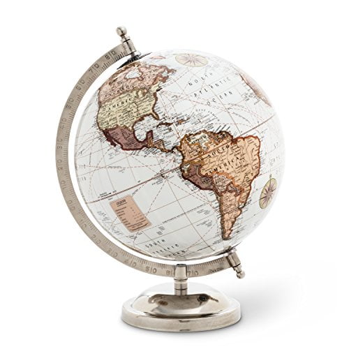 Abbott Collection 57-LATITUDE-05 Glossy Globe On Stand, White