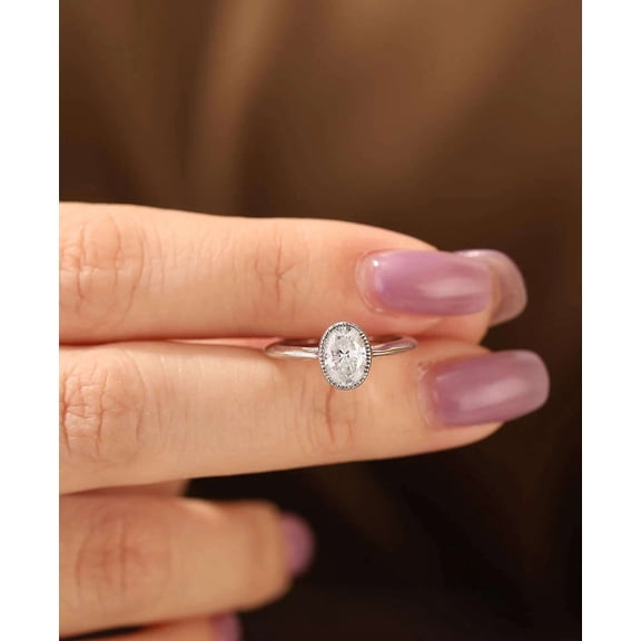 vylahjewellery Minimalist Wedding Bridal Jewelry Gift Oval Cut Moissanite Engagement Ring for Women 10K Vermeil Yellow Gold Solitaire Promise Ring Anniversary Diamond Rings