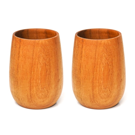 Rounded Teak Wood Cup 2-Pack