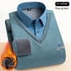 thumbnail image 5 of Suéter de lana de invierno para hombre, de dos piezas, grueso, sin costuras, con cuello de camisa, jersey de lana, cálido, de punto, 5 of 5
