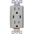 thumbnail image 2 of 18W Dual USB Type C With Power Delivery Wall Outlet With Dual Tamper-Resistant Plugs (1, Gray), 2 of 2