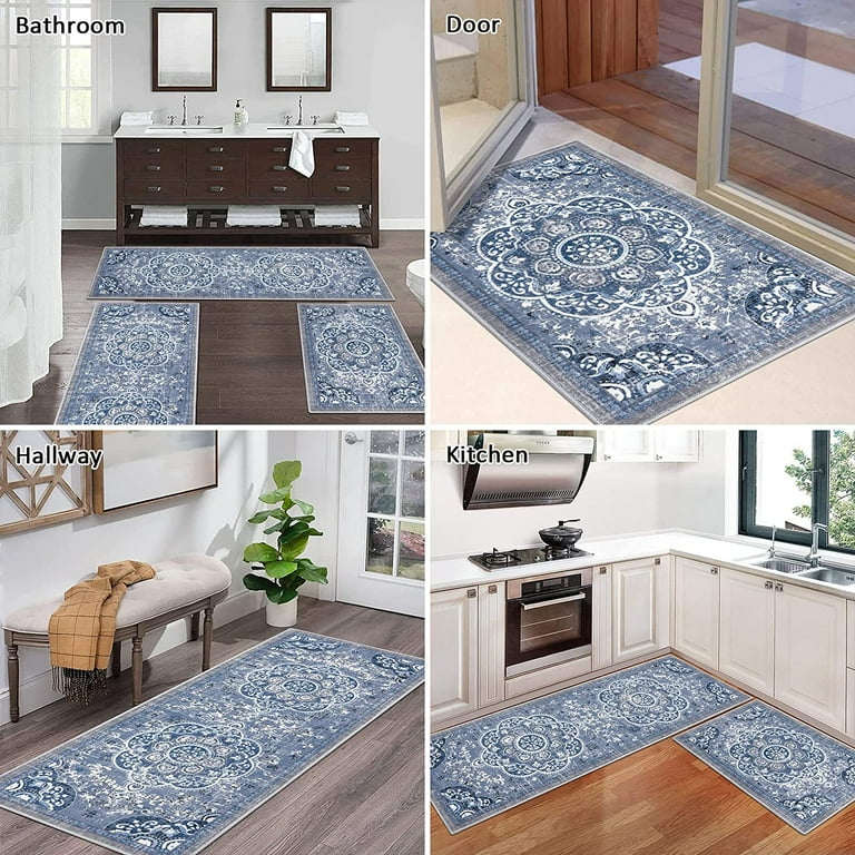 Non Skid Washable Kitchen Floor Mat Set of 2  Kitchen mats floor, Gray kitchen  rugs, Kitchen rugs and mats