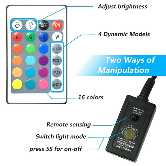 HIBIBUD Aquarium Light for Planted Tanks, Full Spectrum Freshwater Fish Tank Light, Light Brightness and Spectrum Adjustable with External Controller
