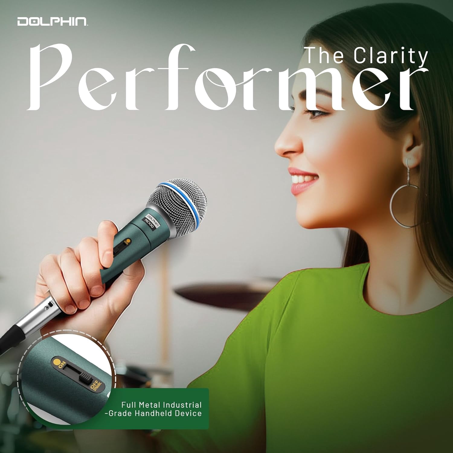Dolphin MCX30 Handheld Dynamic Vocal Microphone, HQ Direct Connection Audio 1/4, Durable, Crystal Clear Sound, Detachable 14ft XLR Cable, Mic Stand Clip, & Carry Case