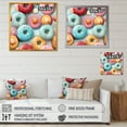 thumbnail image 4 of Designart "Kitchen Pattern with Pink and Blue Doughnuts II" Fashion Wall Art - Modern Pink Food Donuts Hallway Wall Art Decor, 4 of 6