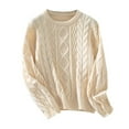 thumbnail image 1 of Fgnfyis Chandail-Over Décontracté à Manches Longues Col Rond Couleur Unie Automne et Hiver pour Femmes 7 Tricots Beige P, 1 of 8